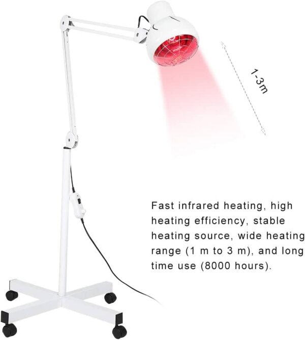 Infrared Red Light Therapy Lamp with Stand & Wheels – 275W Full-Body Heat Treatment - Image 8
