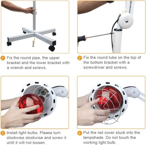 Infrared Red Light Therapy Lamp with Stand & Wheels – 275W Full-Body Heat Treatment - Image 6