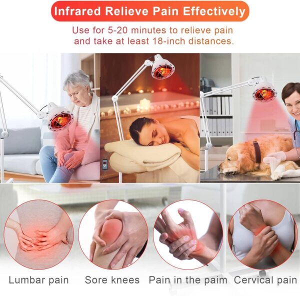 Infrared Red Light Therapy Lamp with Stand & Wheels – 275W Full-Body Heat Treatment - Image 5
