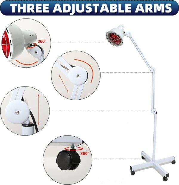 Infrared Red Light Therapy Lamp with Stand & Wheels – 275W Full-Body Heat Treatment - Image 7