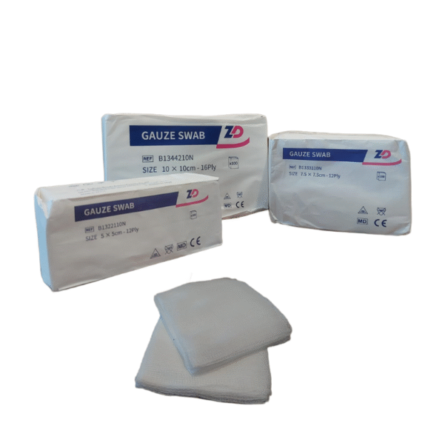 Cotton Gauze Swab – 5x5 cm, 7.5x7.5 cm, 10x10 cm (Non-Sterile, Highly Absorbent)