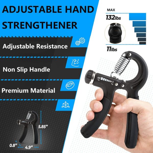 5-in-1 Hand Grip Set Strengthener Kit (Adjustable) – Build Strength & Relieve Stress - Image 2