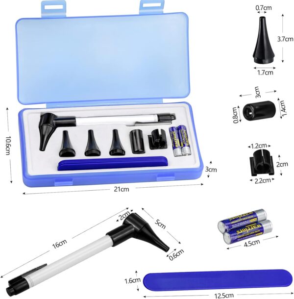 Otoscope Penlight Set – LED Light, Magnifying Lens, Earmuffs & Tongue Depressors - Image 4