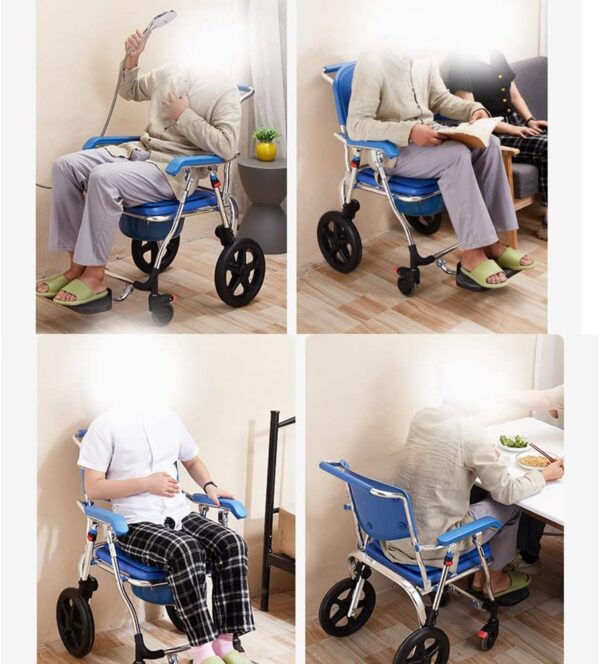 4-in-1 Wheeled Commode Chair For shower - Image 4