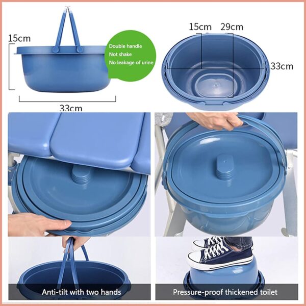 3-in-1 Commode Wheelchair – Shower, Toilet & Mobility Chair (Anti-Rust, 150kg Capacity) - Image 4