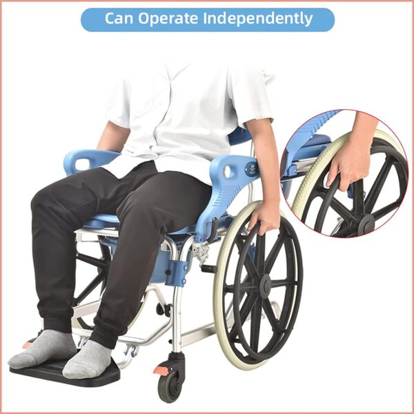 3-in-1 Commode Wheelchair – Shower, Toilet & Mobility Chair (Anti-Rust, 150kg Capacity) - Image 7
