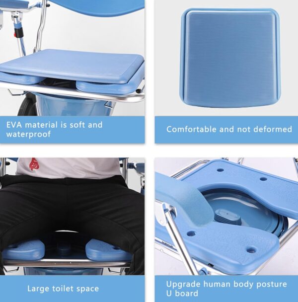4-in-1 Wheeled Commode Chair For shower - Image 8