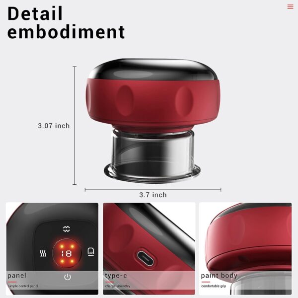Electric Cupping Machine 3-in-1 – Suction, Red Light, Vibration Therapy - Image 3