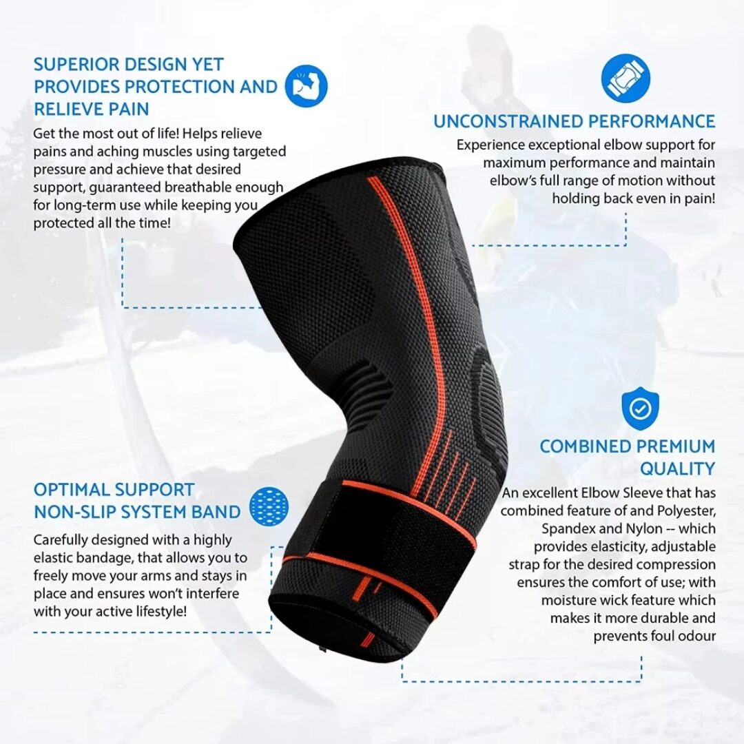 Elbow Support Brace with Strap – Compression Sleeve for Pain Relief - Image 3