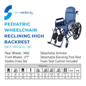 Pediatric Reclining Wheelchair SKY-1903GC-35