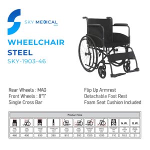 Steel Wheelchair SKY-1903-46