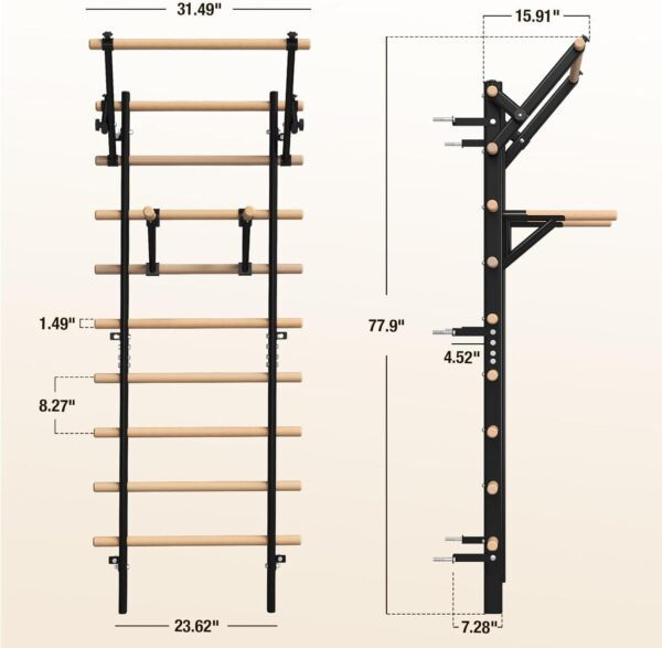 SKY-ProWall™ Elite Swedish Wall Ladder (Wall Bars / Espalier) SIZE