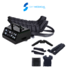 Full body presso therapy machine with leg, arm, and body sleeves Caption: Full body presso therapy machine with complete compression sleeves kit – 6 or 8 chamber options.