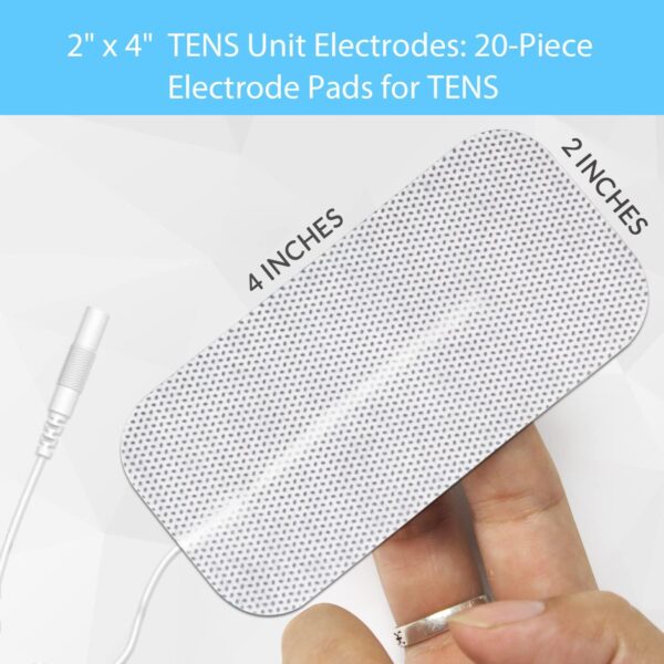 Electrotherapy Electrodes 5x10 cm – Pigtail Wire – 2 mm Pin Connector – Pack of 2