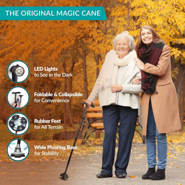 Foldable Walking Stick with LED Light Adjustable Cane