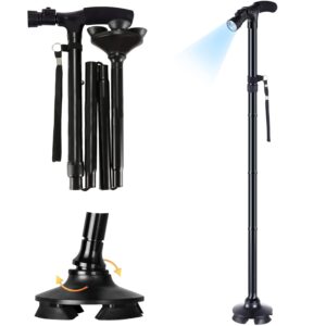Foldable Walking Stick with LED Light Adjustable Cane