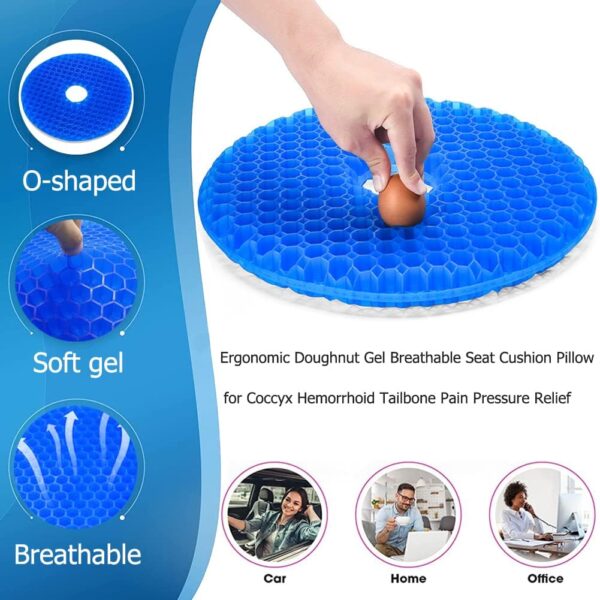 Gel Donut Cushion Cushion for Pressure Relief & Hemorrhoid Pain