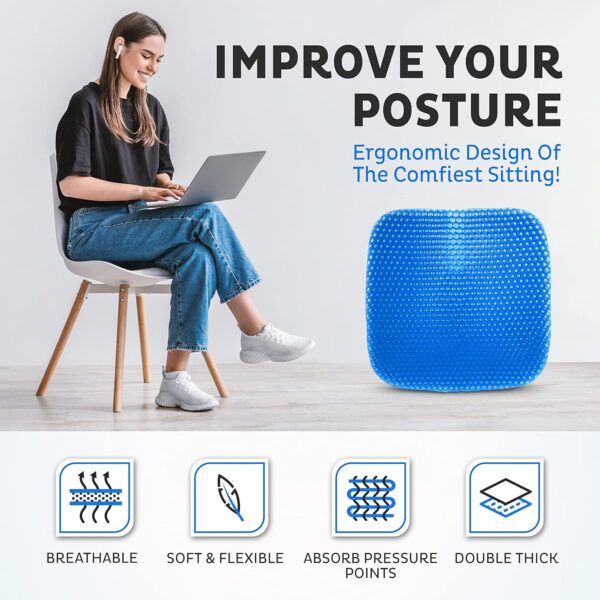 Gel Seat Cushion Square for Pressure Relief & Comfort