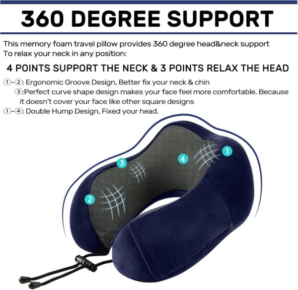 Memory Foam Neck Travel Pillow U Shape Support Cushion