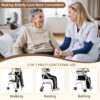 Wheeled Walker with Seat Aluminum Adjustable Mobility Walker