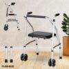 Wheeled Walker with Seat Aluminum Adjustable Mobility Walker