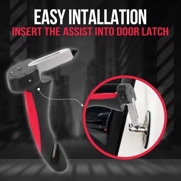 Car Assist Handle with Window Breaker, Seatbelt Cutter & LED Light