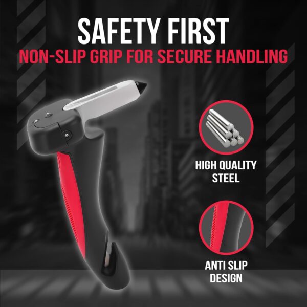 Car Assist Handle with Window Breaker, Seatbelt Cutter & LED Light