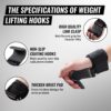 Weight Lifting Hooks with Wrist Support for Gym & Rehabilitation
