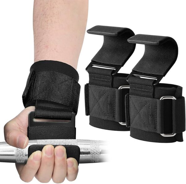 Weight Lifting Hooks with Wrist Support for Gym & Rehabilitation