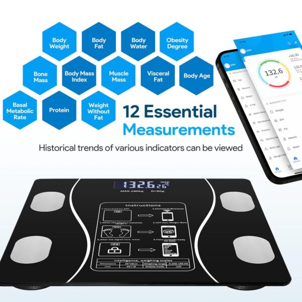 Weight Scale Balance Bluetooth Hoklee 3 Bluetooth Smart Body Scale with Body Composition