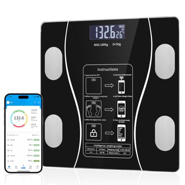 Weight Scale Balance Bluetooth Hoklee Bluetooth Smart Body Scale with Body Composition
