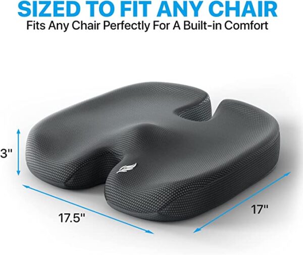 Memory Foam Seat Cushion Gel Enhanced Orthopedic Coccyx Pad